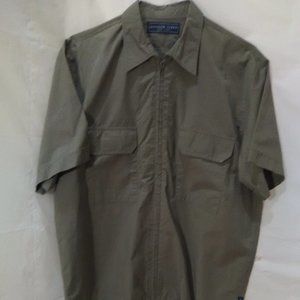 Andrew Fezza Men's Zip Up Short Sleeve Shirt Color Olive Size Large